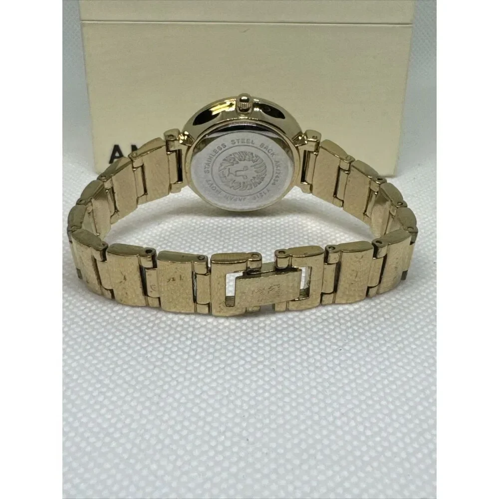 Anne Klein Diamond AK2434 Womens Gold Metal Strap Analog Dial Quartz Watch YAY48
